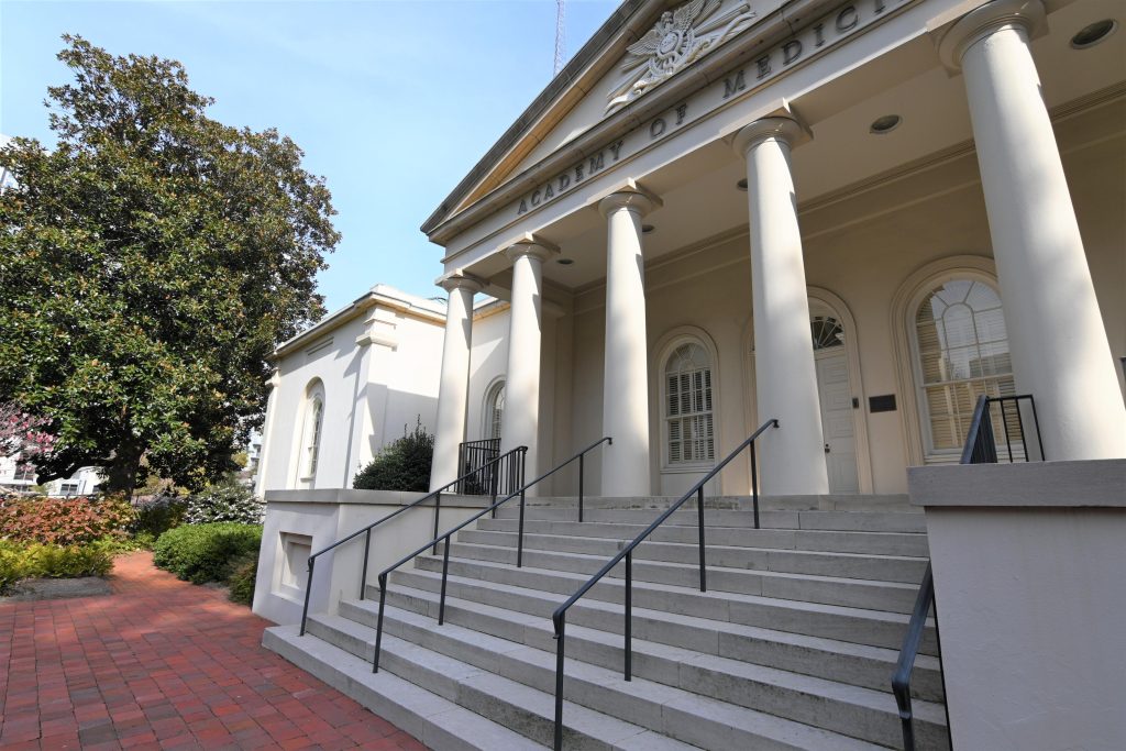 The front steps of the Historic Academy of Medicine in Midtown Atlanta